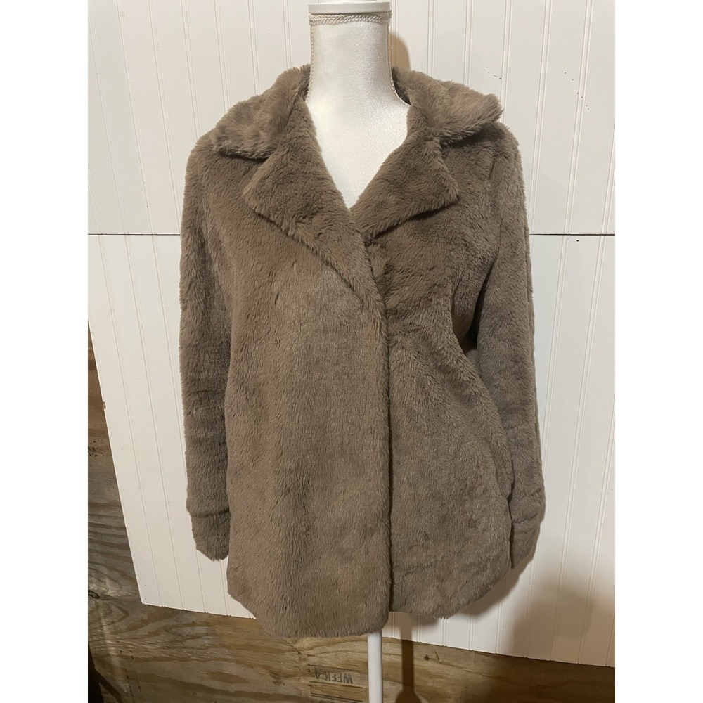 Wishlist Women's Small BROWN Faux Fur‎ Jacket w/pockets
